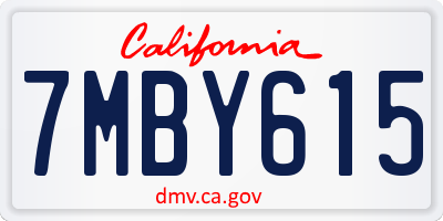 CA license plate 7MBY615
