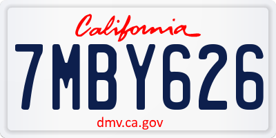 CA license plate 7MBY626