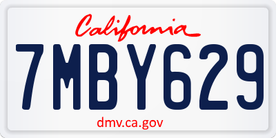 CA license plate 7MBY629