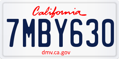 CA license plate 7MBY630