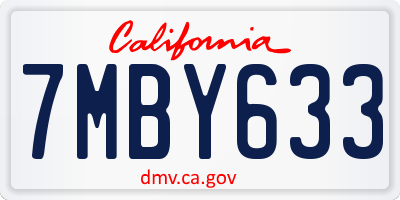CA license plate 7MBY633
