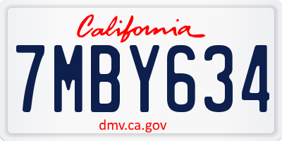 CA license plate 7MBY634
