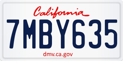 CA license plate 7MBY635