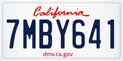 CA license plate 7MBY641