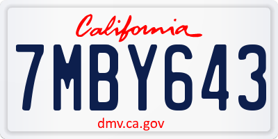 CA license plate 7MBY643