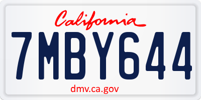 CA license plate 7MBY644