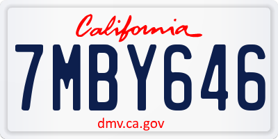 CA license plate 7MBY646