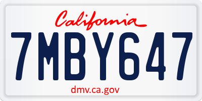 CA license plate 7MBY647