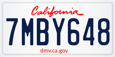CA license plate 7MBY648