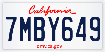 CA license plate 7MBY649