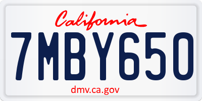 CA license plate 7MBY650
