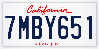 CA license plate 7MBY651