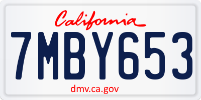 CA license plate 7MBY653
