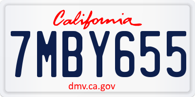 CA license plate 7MBY655