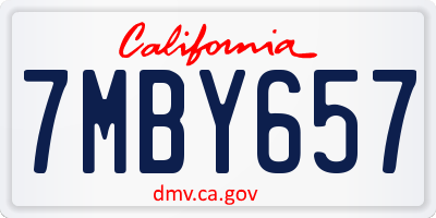 CA license plate 7MBY657