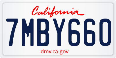 CA license plate 7MBY660