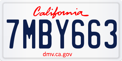 CA license plate 7MBY663