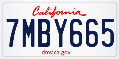 CA license plate 7MBY665