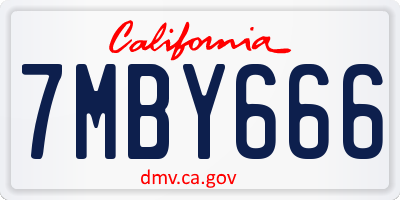 CA license plate 7MBY666