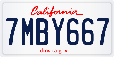 CA license plate 7MBY667