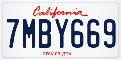 CA license plate 7MBY669