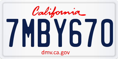 CA license plate 7MBY670