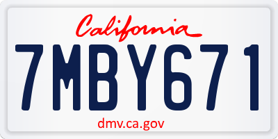CA license plate 7MBY671