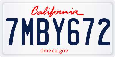 CA license plate 7MBY672
