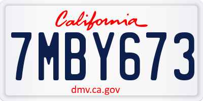 CA license plate 7MBY673