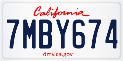 CA license plate 7MBY674
