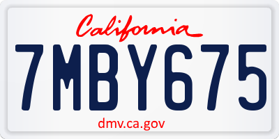 CA license plate 7MBY675