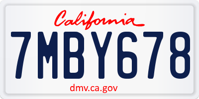 CA license plate 7MBY678
