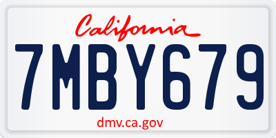 CA license plate 7MBY679