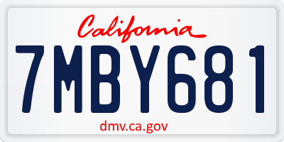 CA license plate 7MBY681