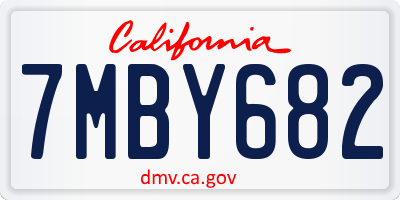CA license plate 7MBY682