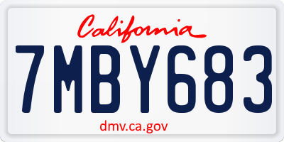 CA license plate 7MBY683