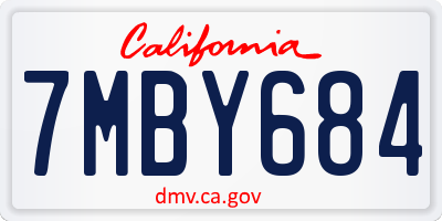 CA license plate 7MBY684