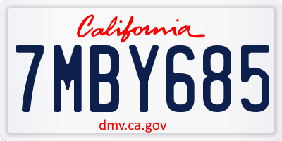 CA license plate 7MBY685