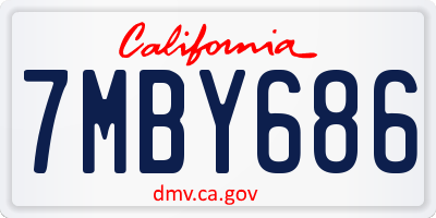 CA license plate 7MBY686