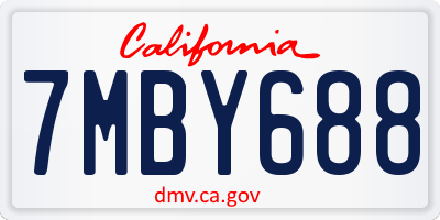 CA license plate 7MBY688