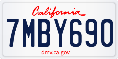 CA license plate 7MBY690