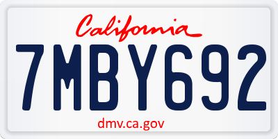 CA license plate 7MBY692