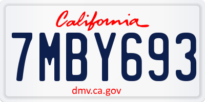 CA license plate 7MBY693