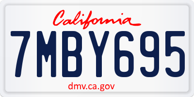 CA license plate 7MBY695