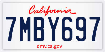 CA license plate 7MBY697