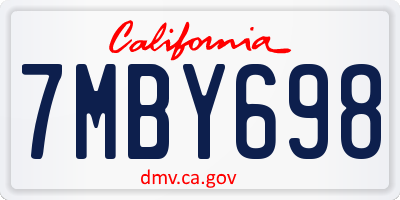 CA license plate 7MBY698