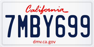 CA license plate 7MBY699