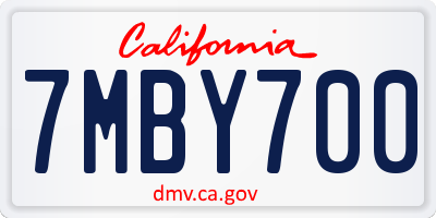 CA license plate 7MBY700