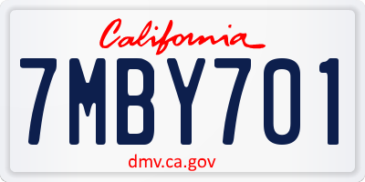 CA license plate 7MBY701