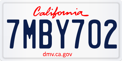 CA license plate 7MBY702